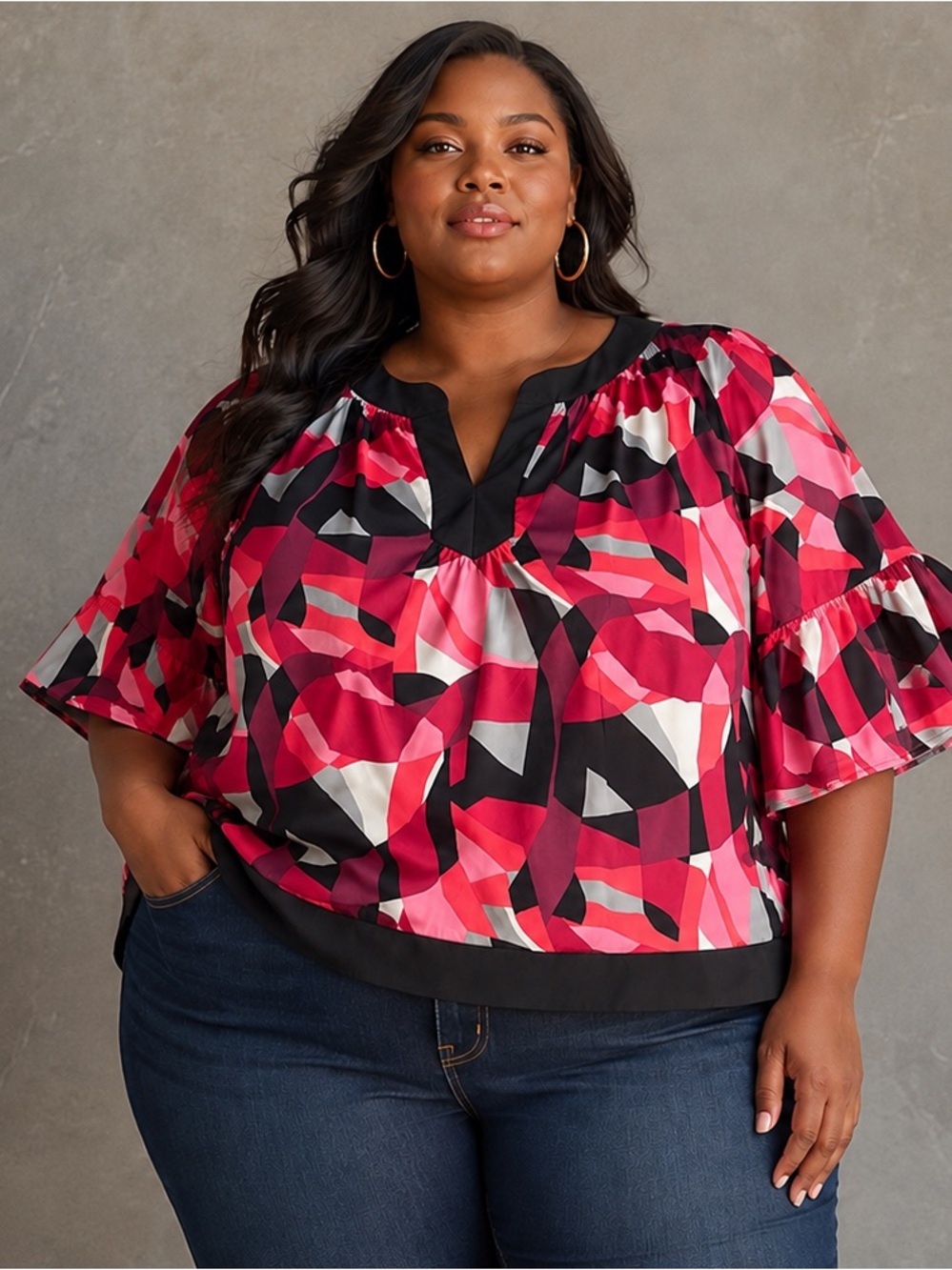 Ashley Stewart Abstract Print Blouse – Size 24W (1380)